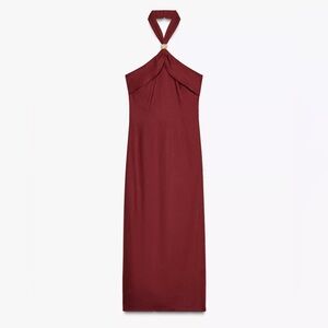 Zara LINEN HALTER MIDI DRESS